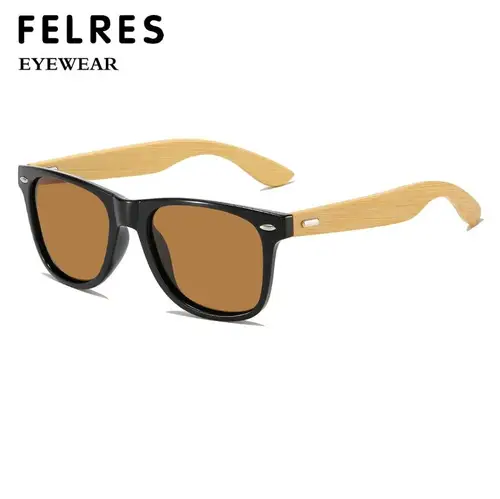 Imagen 2 del producto Patas de madera de bambú, gafas de sol graduadas negras para miopía, gafas para miopía teñidas cuadradas de diseñador para hombres y mujeres, gafas para miopía, gafas para conducir