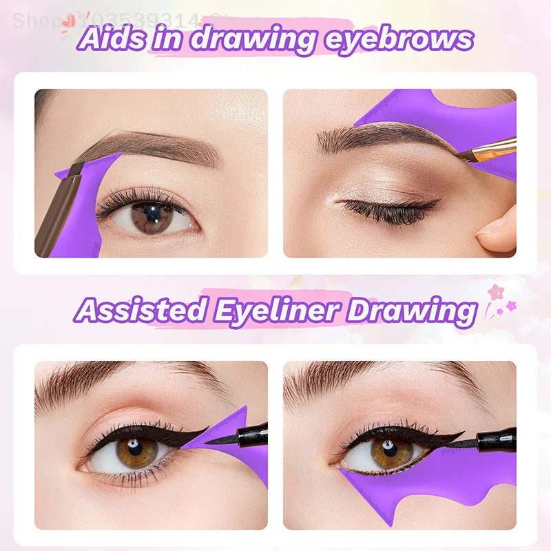 Multi-functional Eyeliner Stencil Wing Tips Silicone Eyeliner Eyebrow Aid Drawing Eyelashes Wearing Aid Reusable Makeup Tools