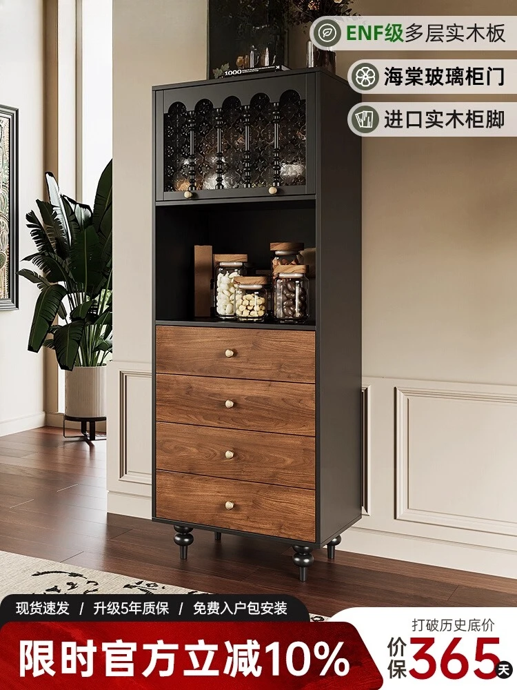 

Small apartment style dining with solid wood living room small vertical cabinet household new household narrow high cabinet