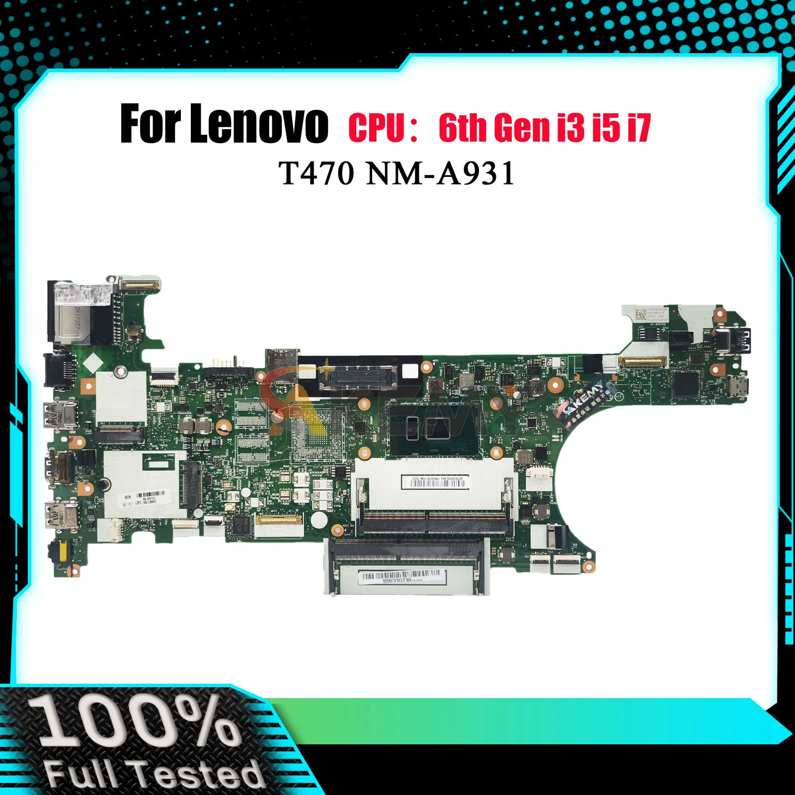 

Laptop Motherboard NM-A931 For Lenovo T470 with i5 i7 6th 7th Gen UMA 100% Fully Tested