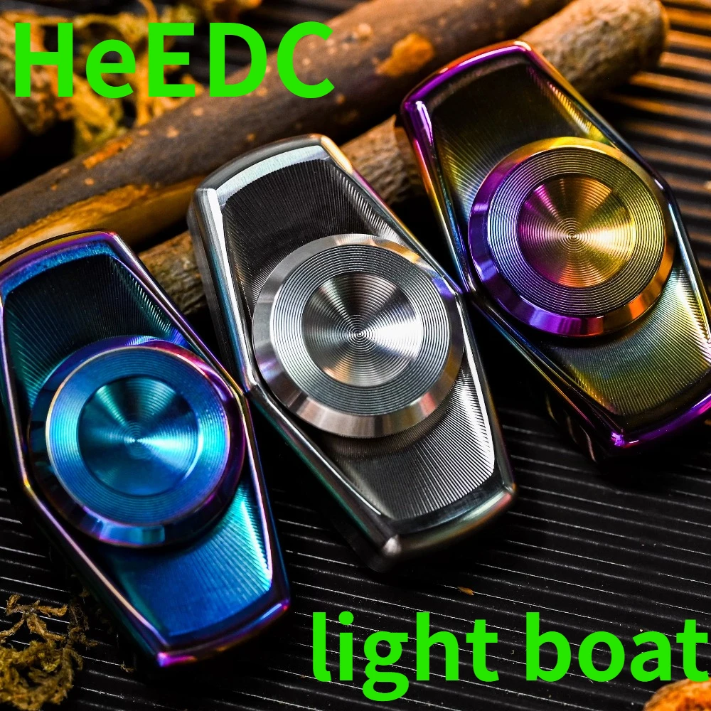 HeEDC Light Boat CNC Twin Leaf Mechanical Metal Attack Speed ​​Hand Feel Fingertip Spinner Desktop Decompression Toy