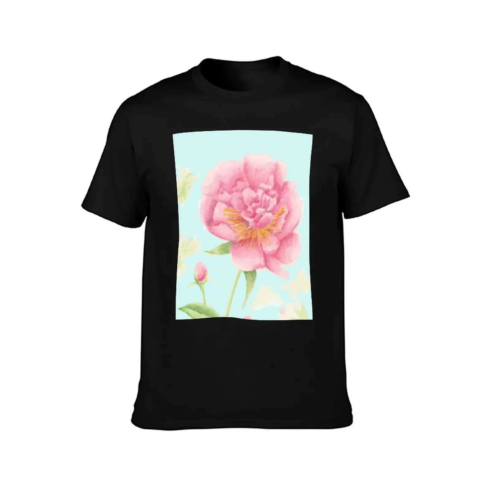 Peony Flower Watercolor Painting on Background T-Shirt plus sizes blanks boys animal print blacks designer t shirt men