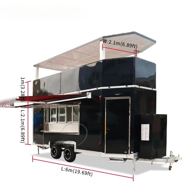 2 Story Mobile bar Trailer Food caravan Large Double Decker Remolque Food Truck with Full Kitchen United States