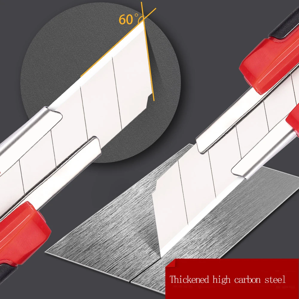 سكين M&G بعرض 18 مم، مع مقبض بلاستيكي، شفرة قابلة للاستبدال، ذيل قابل للفصل، شفرة القطع، قفل يدوي ممتع #4