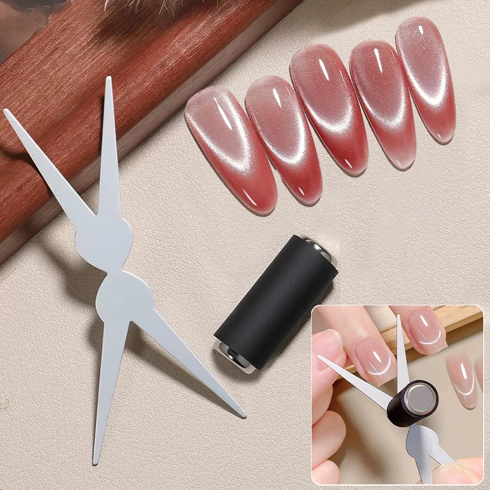 3D Double-head French Nail Art Magnet Cat Eye Magnetic Rod Combination Nail Art DIY V-Shape French Effect Gel Nail Polish Magnet