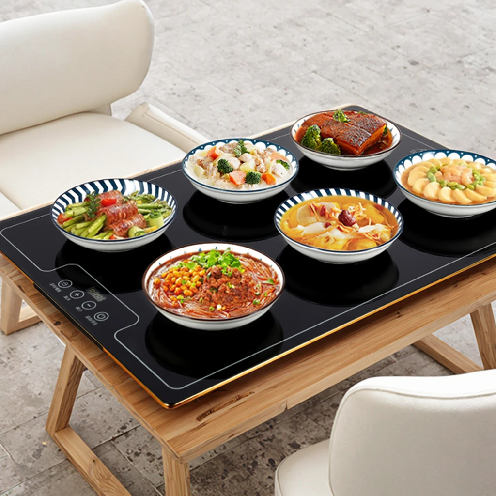 High Quality Aluminium Alloy Tempered Glass Electric Food Warming Tray Adjustable Temperature Party Hot Plate for Families for