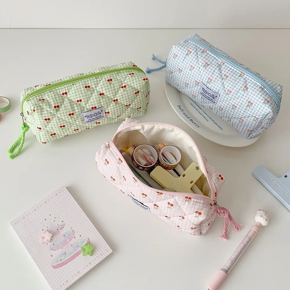 

Однослойная сумка-карандаш с фруктами и вишней, большая вместимость, милый дизайн, корейский пенал с вишней, школьный пенал, косметичка