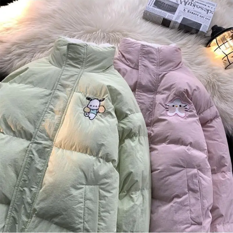Hello Kitty doudoune réversible femmes Sanrio Anime Kawaii cannelle hiver épaissir chaud coton vêtements manteau étudiant en vrac