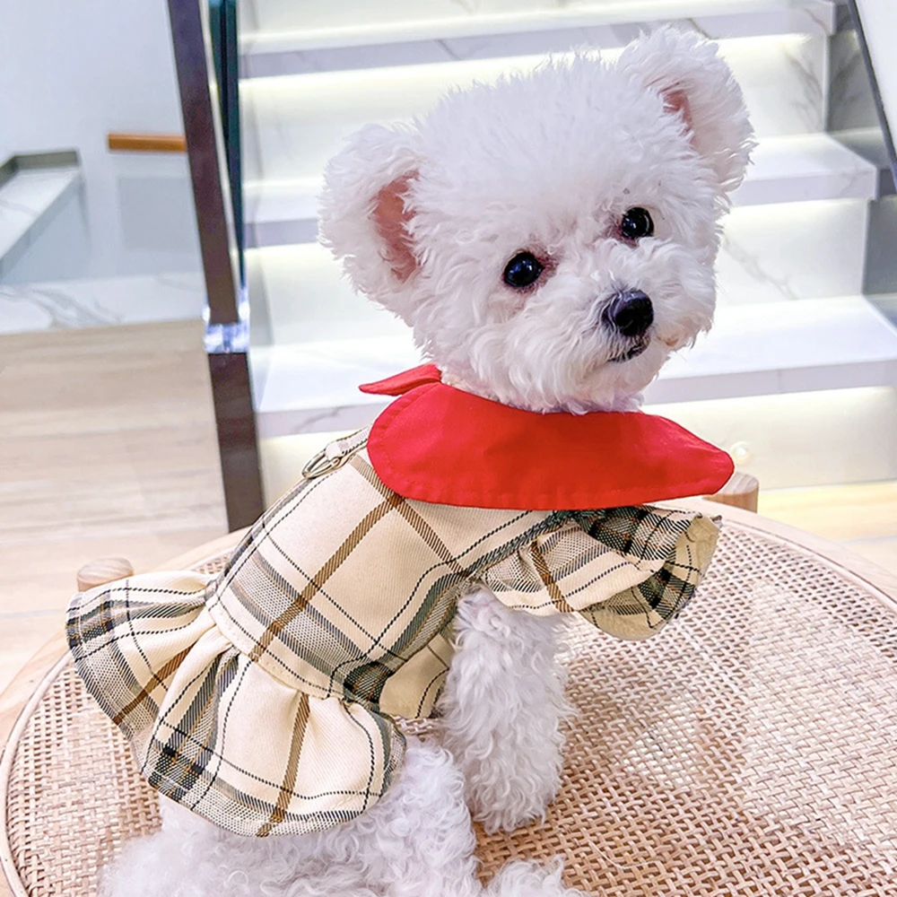 Dog Dress Pet Clothes Cat Skirt Lattice Princess Dress Luxury High-end Teddy Bichon Chihuahua Small Medium Puppy