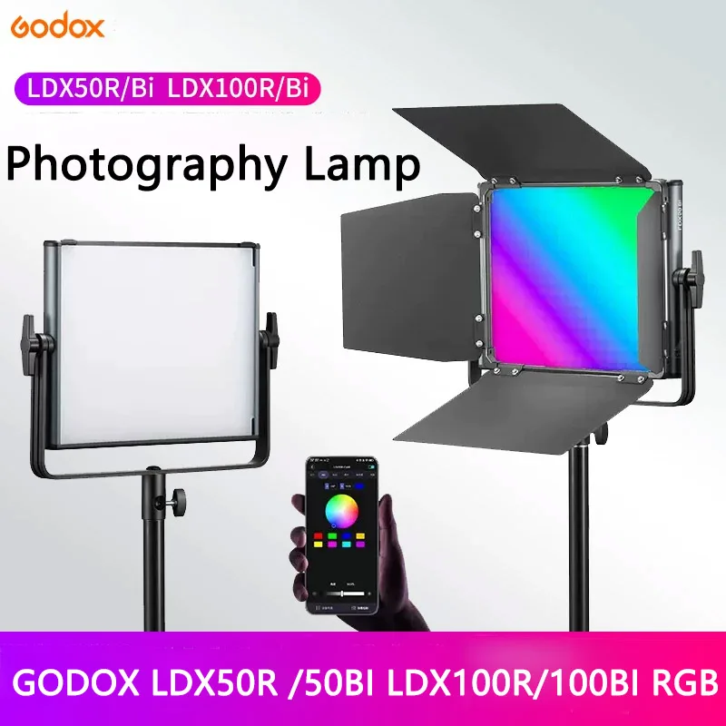 

Godox LDX50R /50BI LDX100R/100BI LED Video Light Panel RGB Full Color Fill Light Color App Control For Live Video Photography