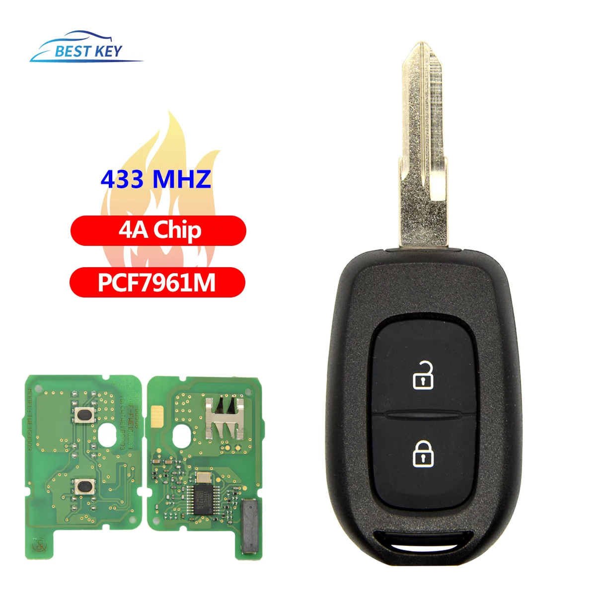 

BEST KEY Car Remote Control Key For Renault Duster Sandero Dacia Logan Lodgy Dokker Trafic Clio4 4AChip 433MHz With VAC102