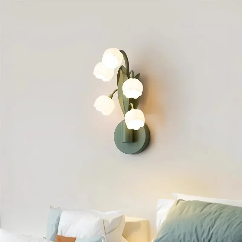 Lâmpadas de mesa nórdicas para quarto, atmosfera de cabeceira, lâmpada de parede, decoração de sala, abajur de flores, iluminação LED