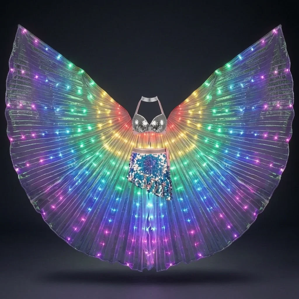Led Butterfly Wing Cloak Glowing Costume For Stage Performance And Belly Dance Party Cosplay Photo Prop