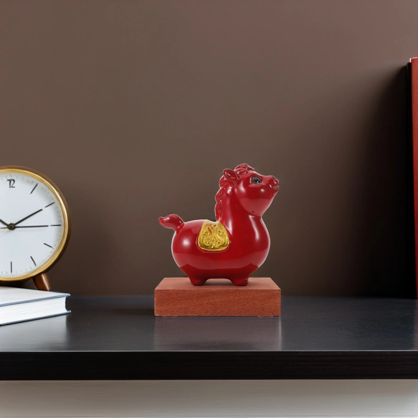 

Ceramic Horse Sculpture Decorative Zodiac Animal Chinese New Year Fortune Blessing Desktop Red Decorative Horse