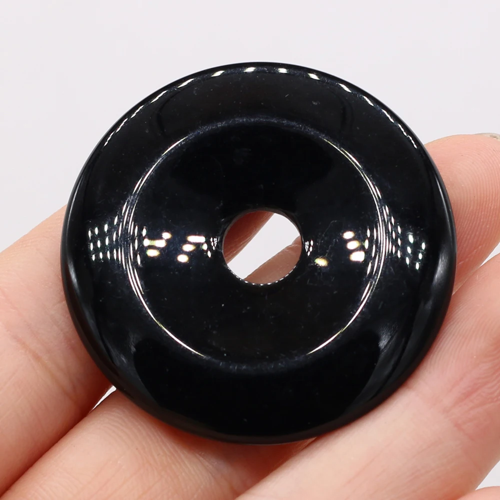 Natural Stone Gem Round Semi-hole Beads Pendant Crafts Retro OL MakingDIY Necklace Bracelet Jewelry Charm Gift Party1PCS 40x40mm