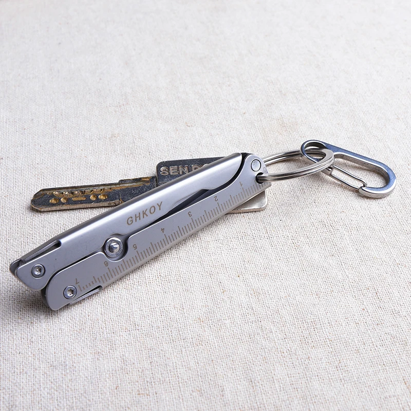 Tragbares EDC aus Edelstahl für den Außenbereich mit Loch zum Aufhängen, Mini-Klappschere, Camping, Wandern, Auto, Notfallwerkzeug