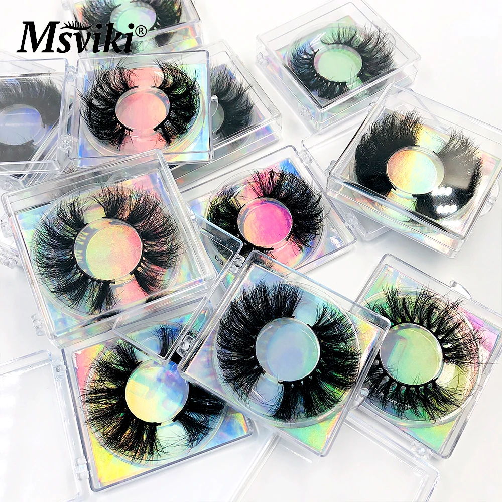 Messy 5D 8D Mink Lashes Bulk Wholesale Fluffy 22-25MM Mink Eyelashes Box Package Supplies Makeup Handmade False Eyelashes Vendor