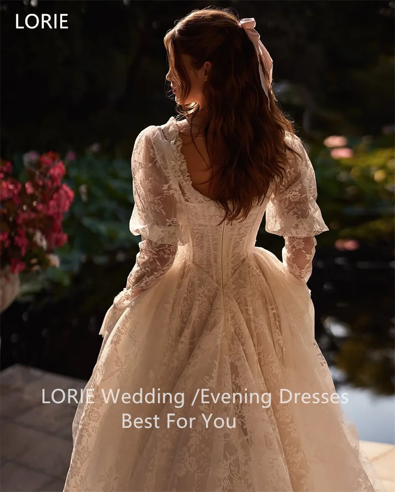 LORIE Lace Appliques Wedding Dresses A-Line Sweetheart Off Shoulder Bridal Gown Lace Up Floor-Length Bride Gowns Customized image 4