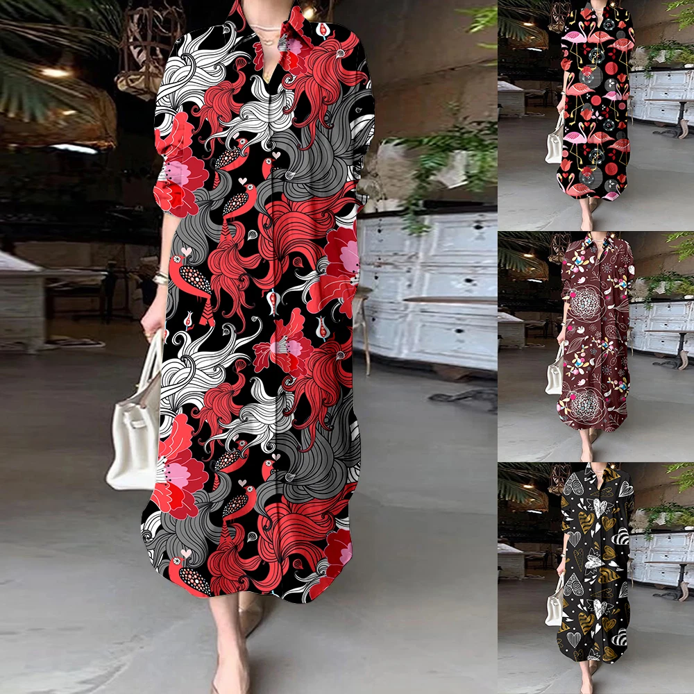 

Женское платье-рубашка с длинным рукавом, вечернее платье с принтом Love