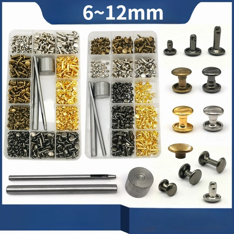 Set Including Tools 5 Colors Dome Cap Rivets Studs Round Rivet For Leather Craft Bag Belt Clothing Garment Shoes Collar Parts