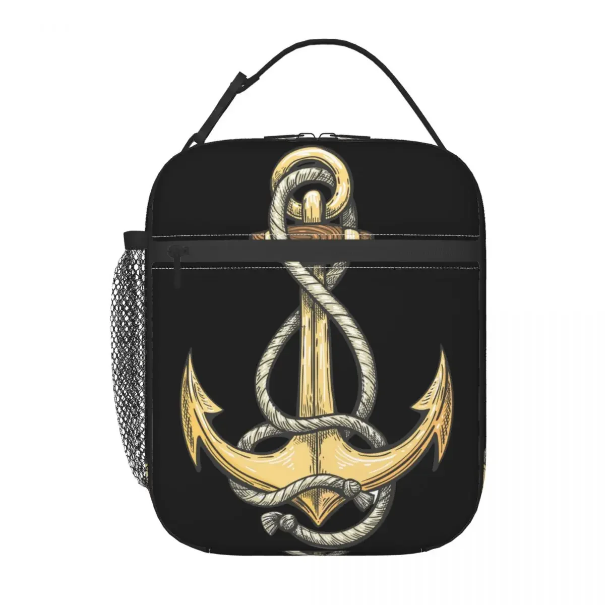 Nautical Anchor Portable Lunch Box Women Leakproof Sailor Adventure Cooler Thermal Food Insulated Lunch Bag Office Work