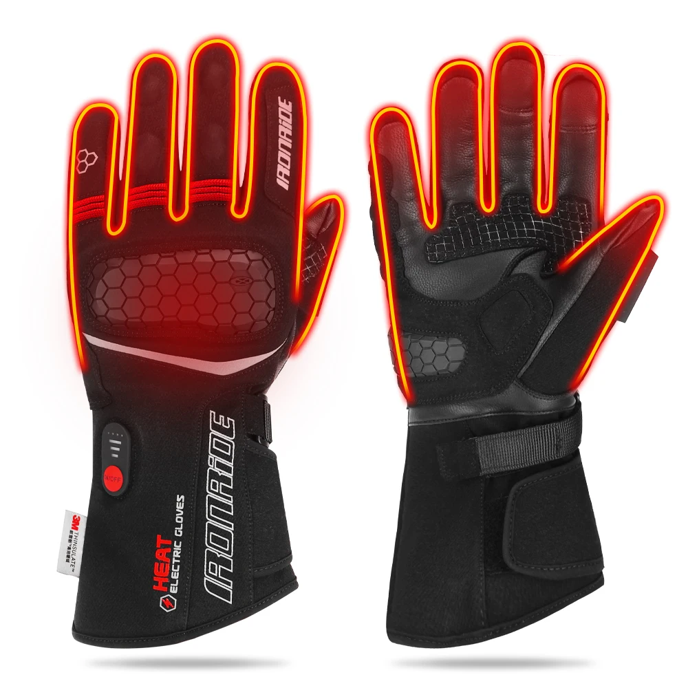 Winter motorcycle heating gloves, snow resistant and warm riding gloves, waterproof and rechargeable gloves