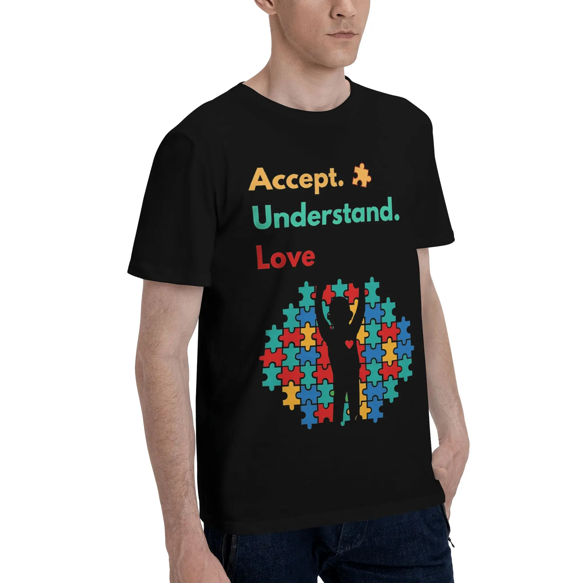 Autism Awareness Respect Love Support  Tee Shirt for Men Women New Arrival T Shirts  Cotton Clothing