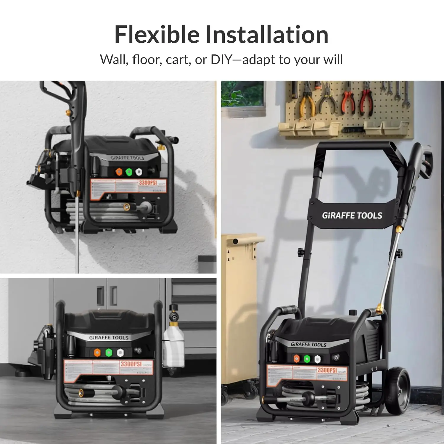 3000PSI 1.45GPM Wall Mounted Retrac    Pressure Washer 1800W Induction Motor Washer