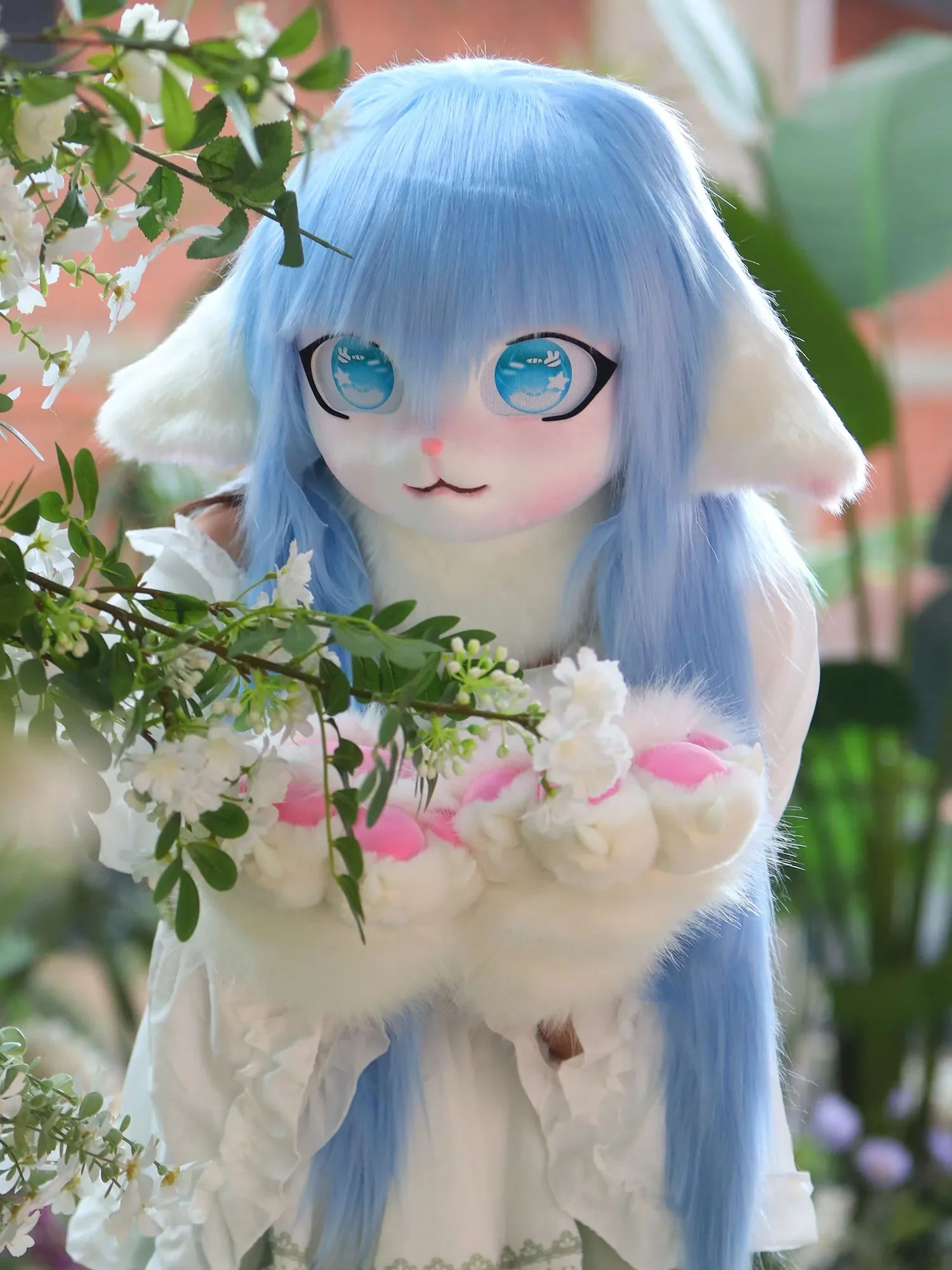 

Kawaii аниме меховой костюм пушистая маска для головы с длинными волосами Kig мультяшный головной убор с животными маска маска косплей необычные вечерние наряды в стиле Лолиты реквизит