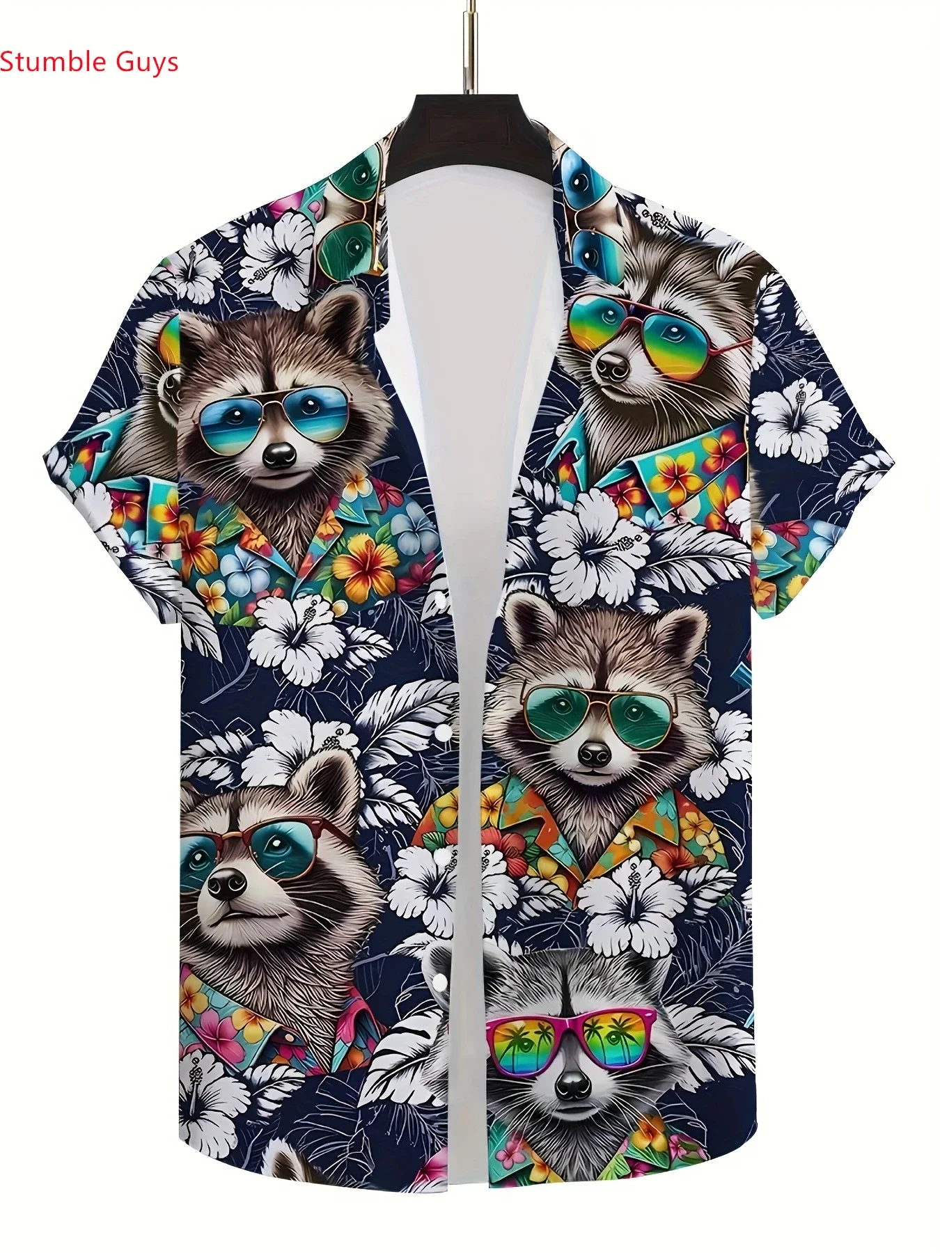 Men's Fashion Hawaiian Party Shirt Summer Casual Man Short Sleeve Tropical Print Lightweight Breathable Beach Tops
