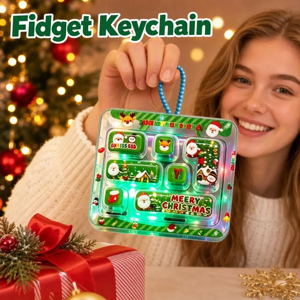 Stylish 7-key Stress Relief Decompression Light-Up Edition Clear Key Sounds Press Button Portable Gifts Keyboard Bag Ornament