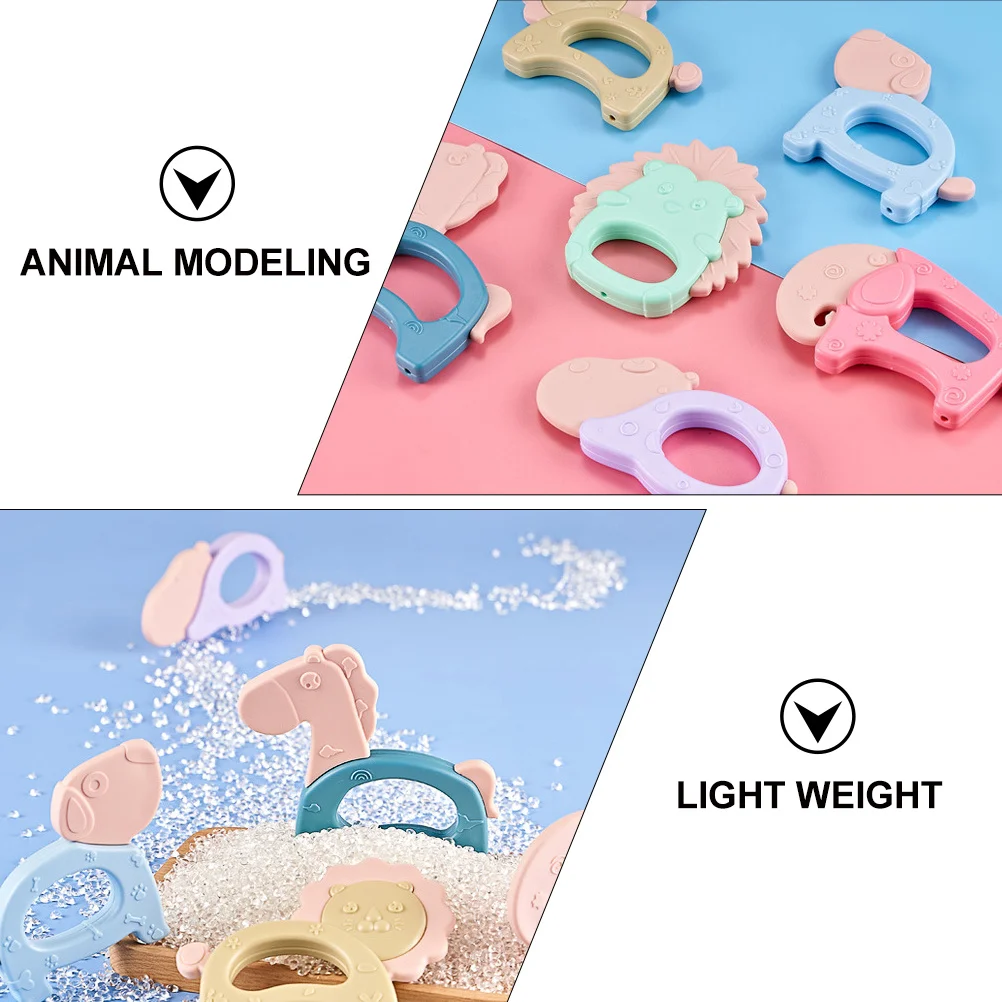 신생아를위한 6pcs 동물 모양 치아 발육기 유아 치아 연삭 도구 감각 발달 손 잡기 어금니 도구