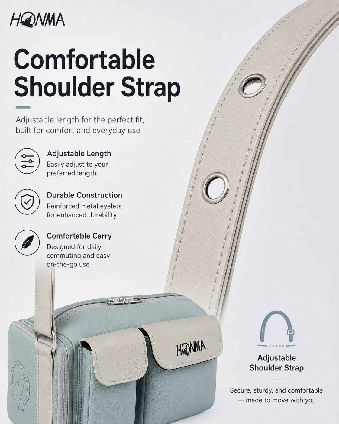 HONMA BB12505 Golf Apparel Bag Large Capacity Sports Tote Bag Shoulder Crossbody Hand Carry Bag for Golf & Fitness
