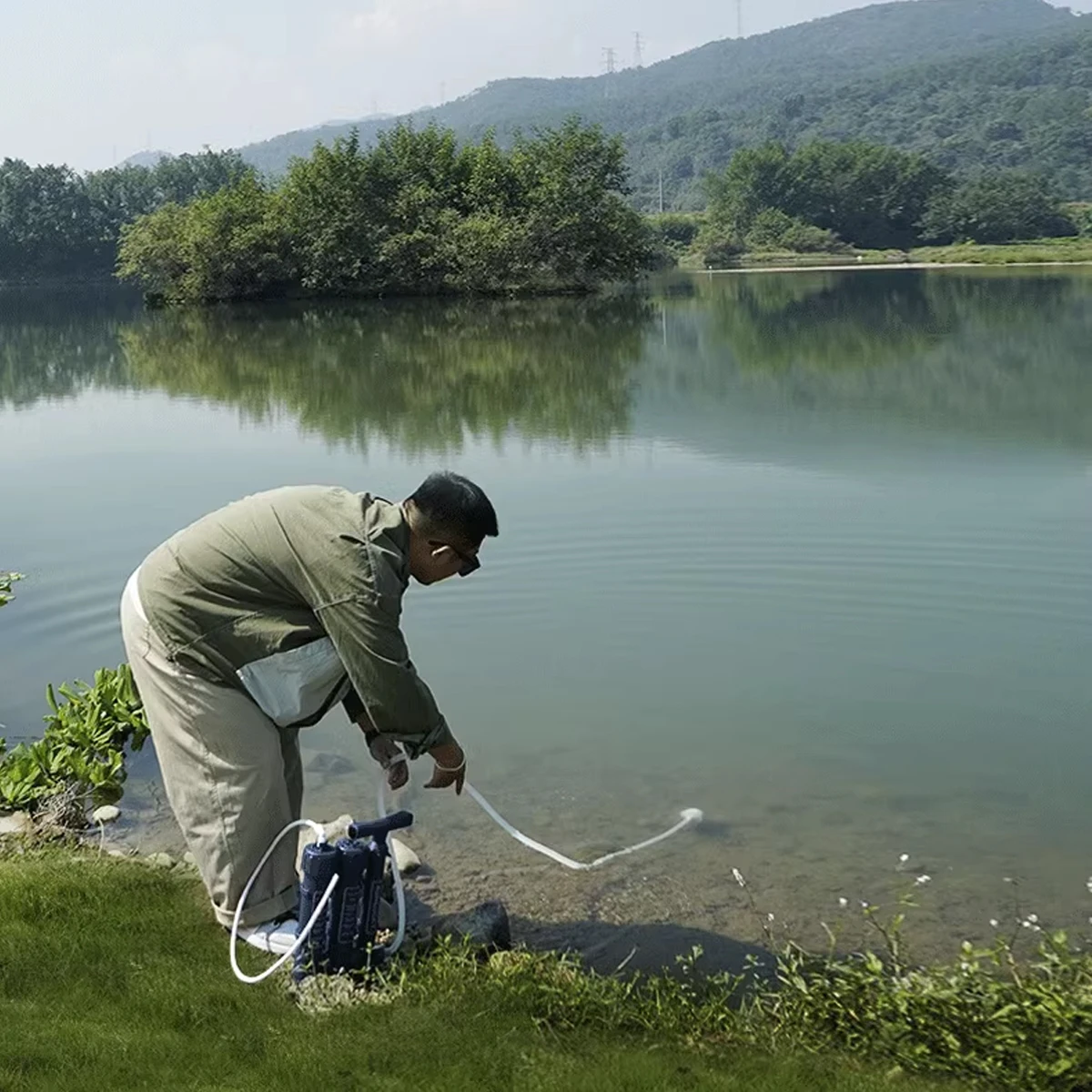 휴대용 야외 정수기 수동 손 압력 필터 캠핑을 위한 Pre-IONIZER 플라스틱 소재