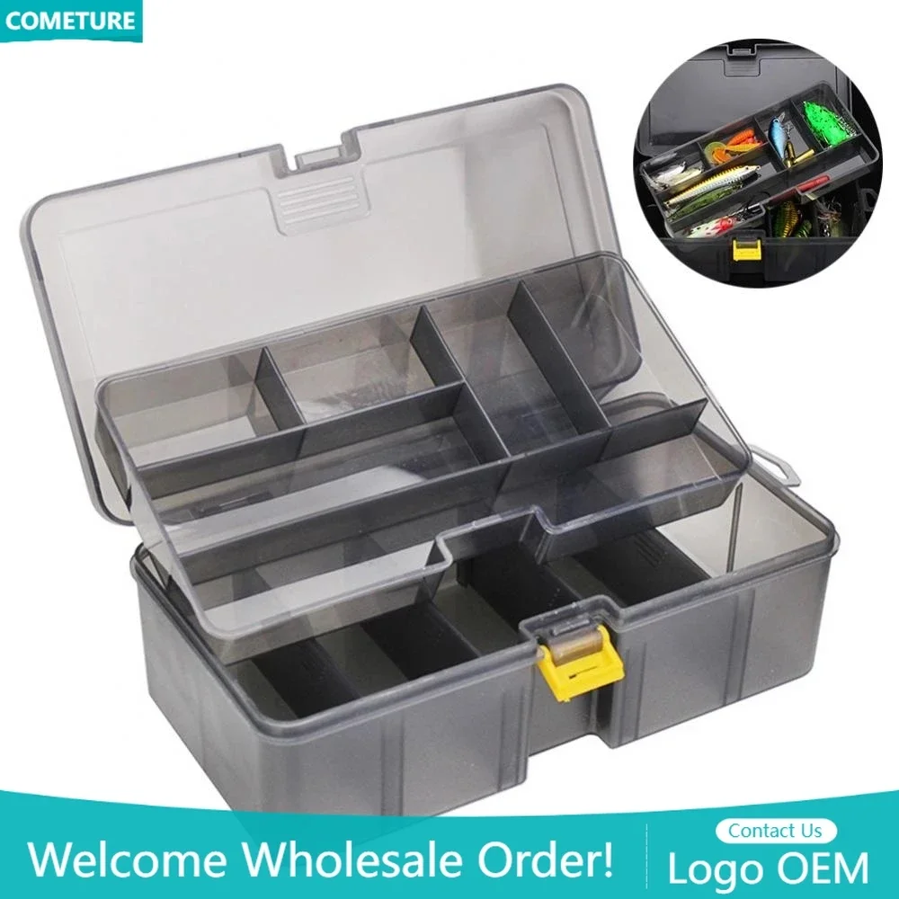

Fishing Tackle Box Waterproof Plastic Double Layer Lures Hook Bait Box Translucent Bait Storage Case Fishing Tool Accessories