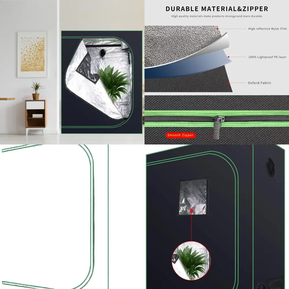 

48x24x60 Inch Hydroponic Grow Tent with 600D Mylar, Observation Window, and Removable Tray for Indoor Plants