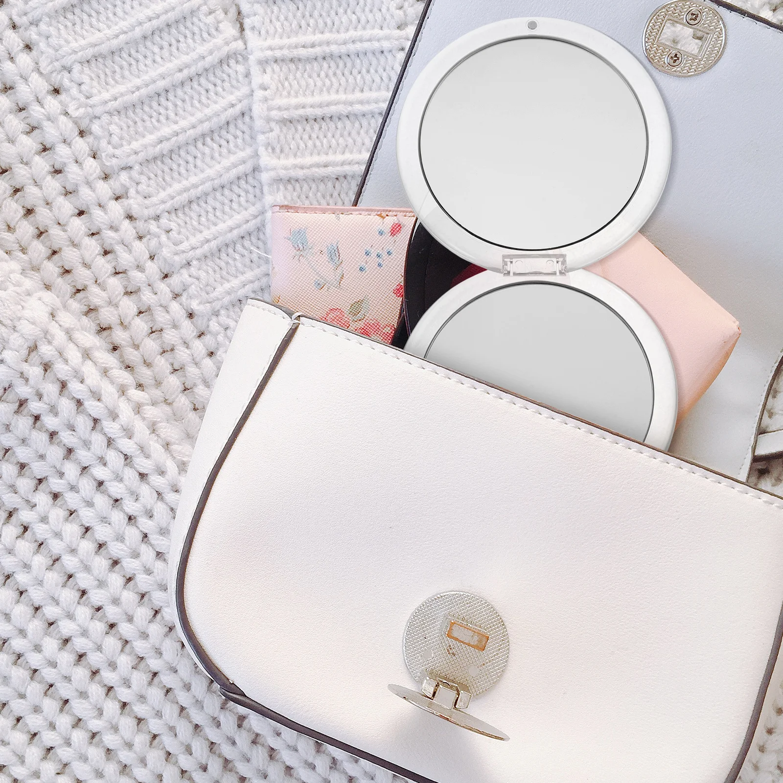 مرآة مكياج محمولة 10X، عدسة مكبرة صغيرة الحجم قابلة للطي، مرآة صغيرة مزدوجة الجوانب للسفر، لمسة يومية أثناء التنقل #5