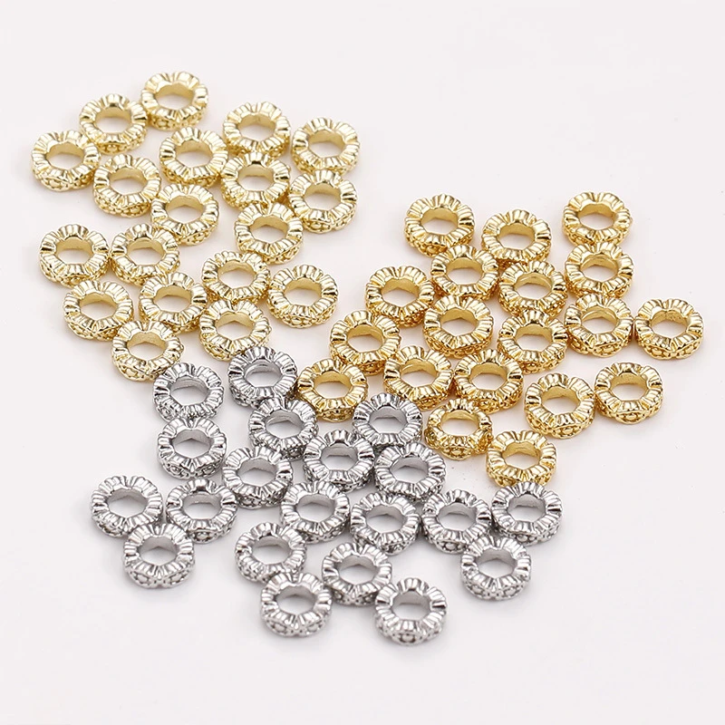 10 Pieces 14k Copper Clad Gold Large Hole Through-hole Spacer Bead  Handmade Diy Bracelet Necklace Jewelry Beading Accessories