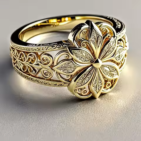 Huitan Aesthetic Flower Shaped Women Rings Gold Color/Silver Color Fancy Wedding Party Female Finger Ring Gift Statement Jewelry