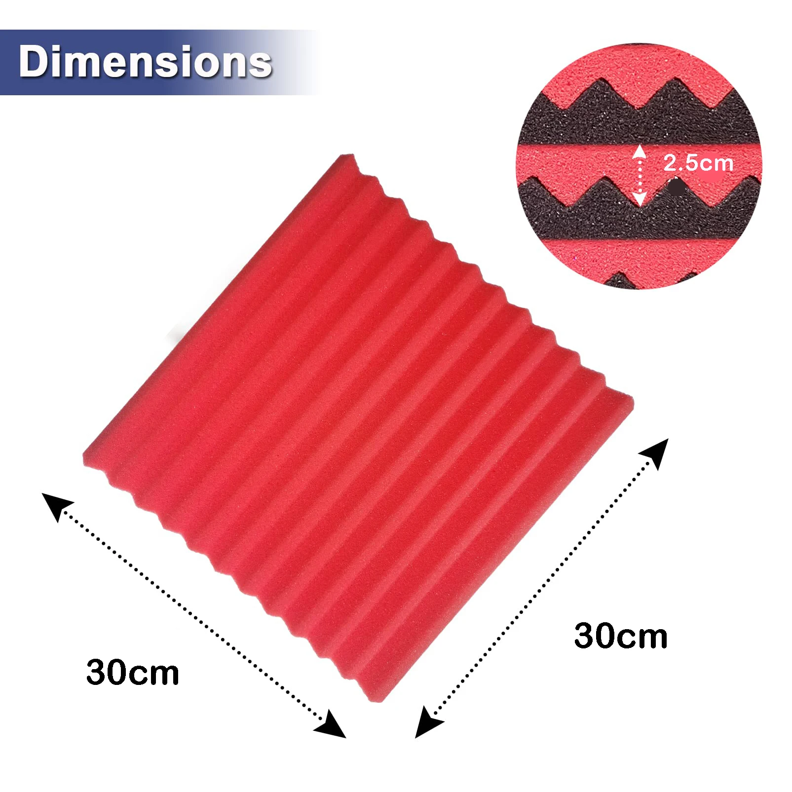 48Pcs 30x30x2.5cm Studio Acoustic Foam Panel Soundproof Wall Noise Protective Foam Sound Absorption Treatment Panel KTV Room