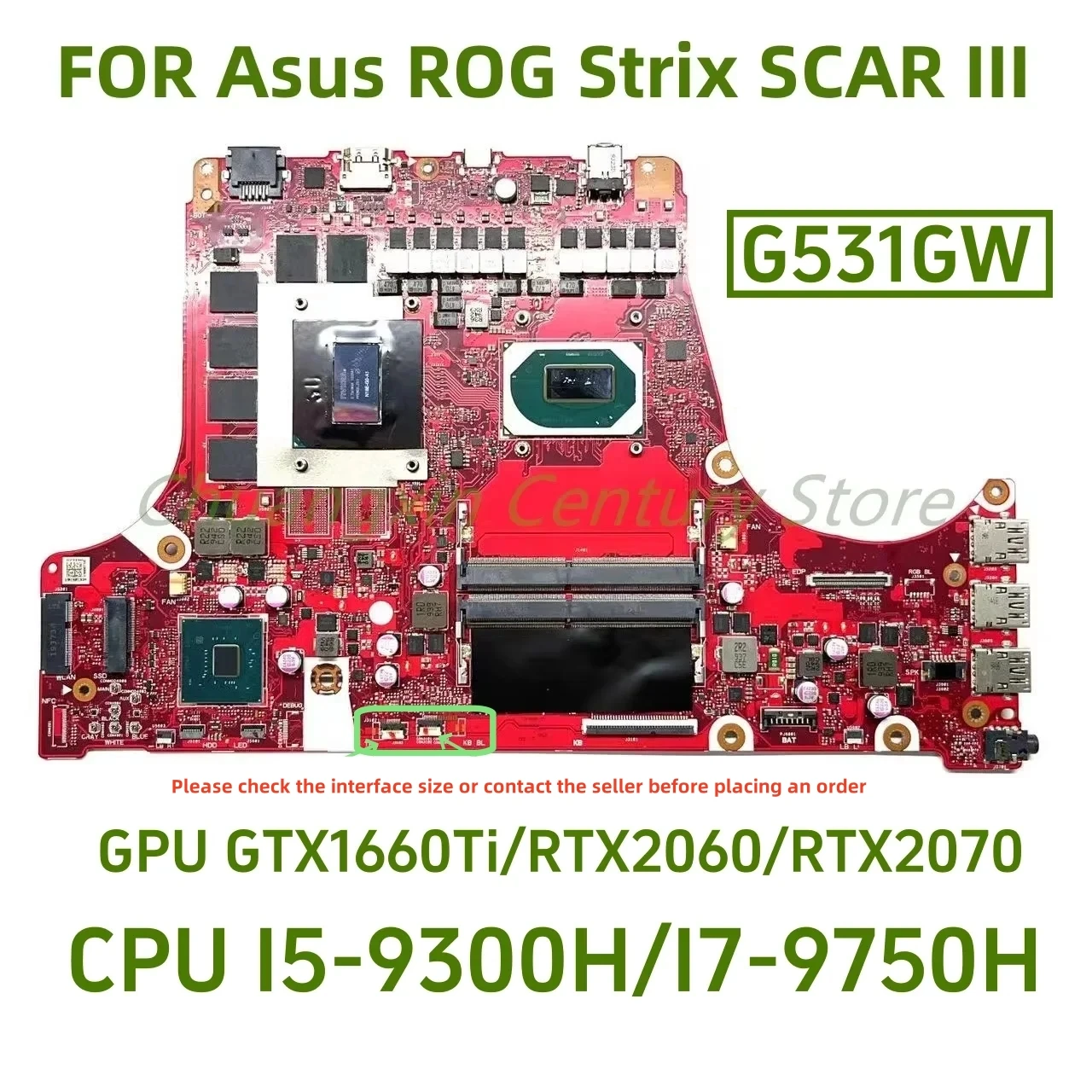 

G531GW for Asus laptop ROG Strix SCAR III motherboard with I7-9750H CPU GPU GTX 1660 Ti 100% test OK