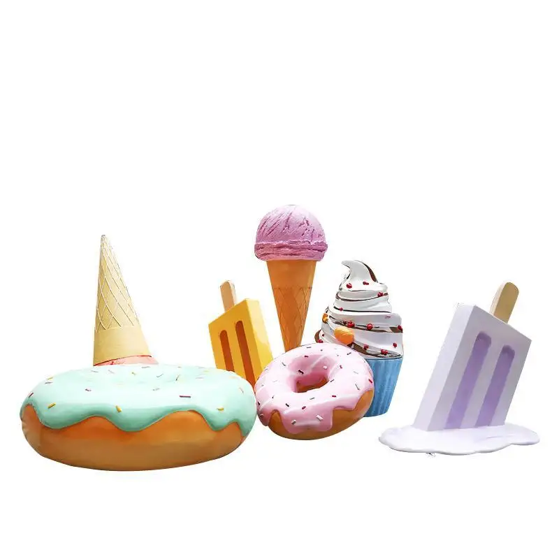 Simulation ice cream sculpture shopping mall dessert shop entrance donut Internet celebrity clock in decorative floor ornament
