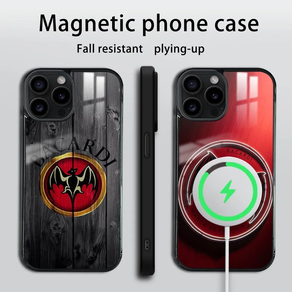 B-Bacardi Rum Vampire Bat Phone Case For iPhone 16 15 14 13 12 11 PRO MAX PLUS Mini Magnetic wireless mirror phone case