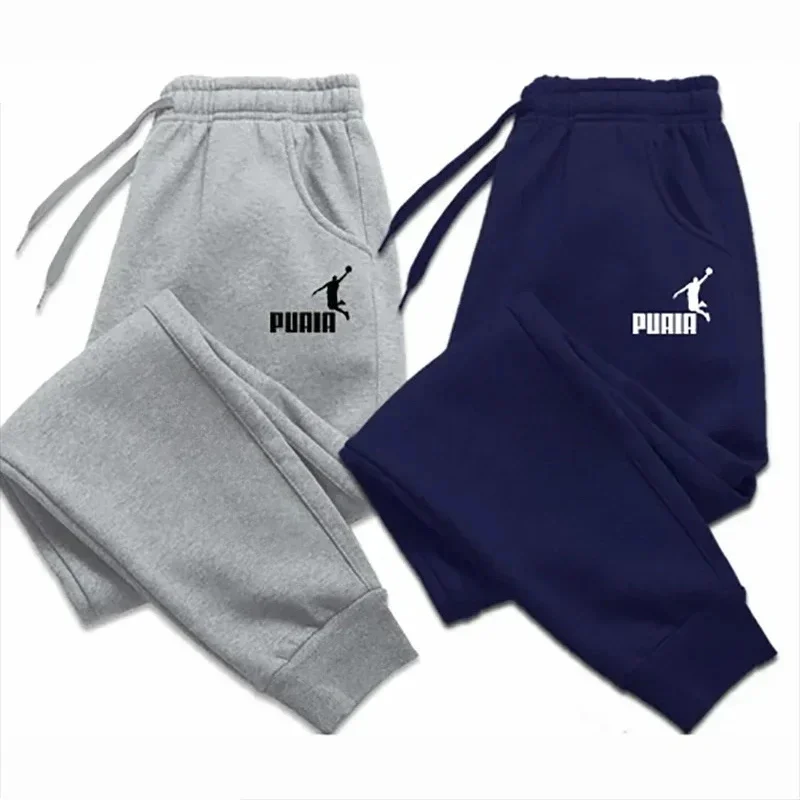 

Мужские брюки с принтом PUAIA, новые спортивные брюки для бега на осень/зиму, свободная одежда для фитнеса, однотонная одежда, уличная одежда, брюки