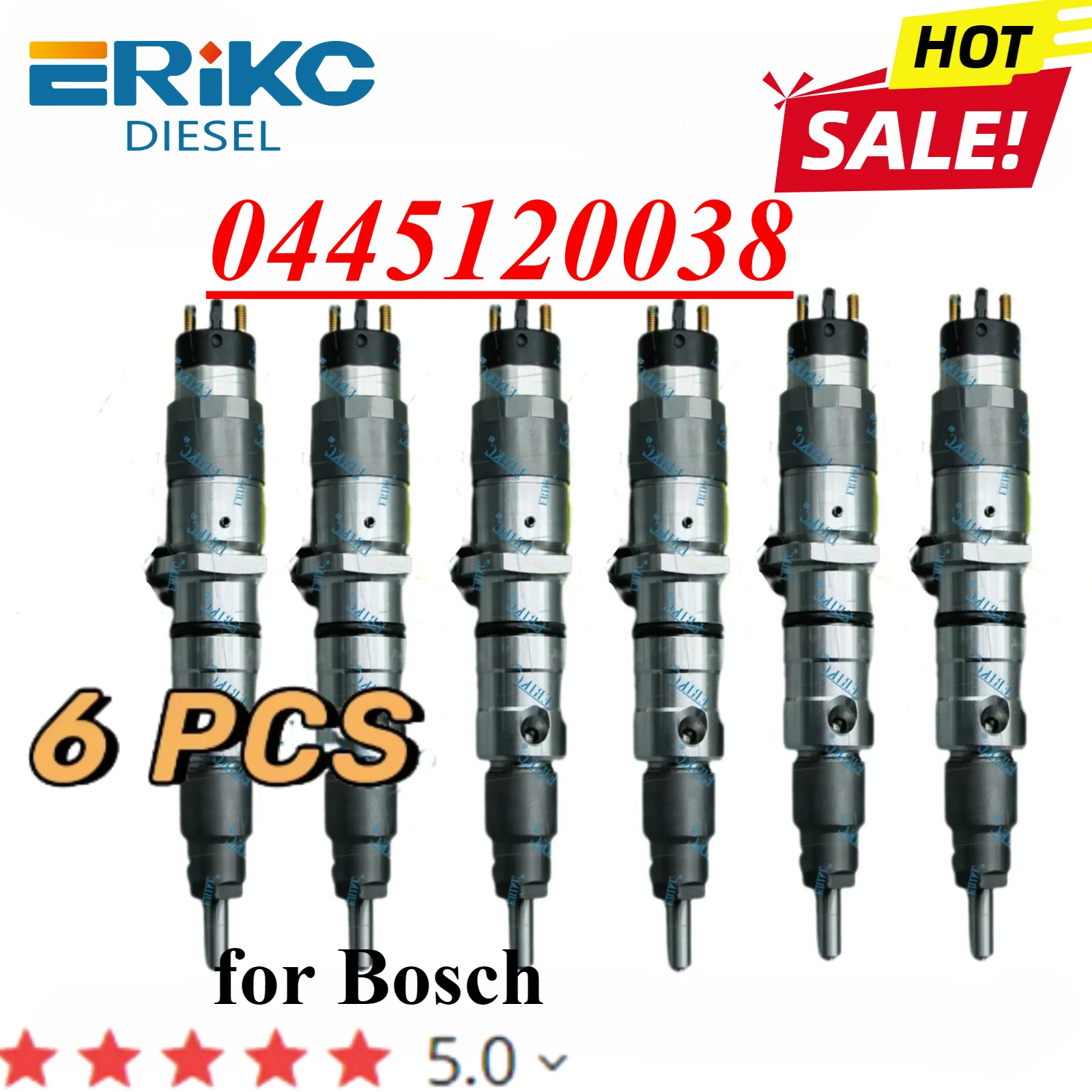 6PC 0445120038 Common Rail Diesel Injector 0445 120 038 Auto Injection Nozzle 0 445 120 038 For Bosch Cummins