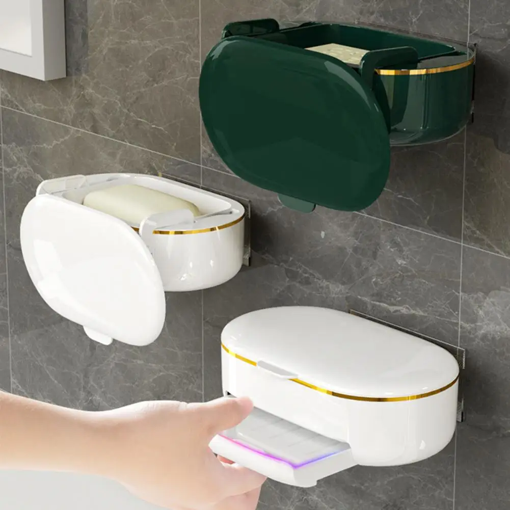 Soap Box Multi-purpose Soap Dish Case Space-saving Wall Mounted Sponge Soap Drain Holder For Home Bathroom