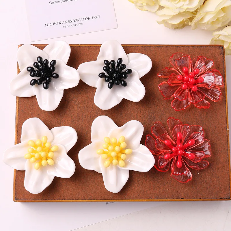 Clog Shoe Charms 1 Piece 3D Textured Resin Flower Translucent Sheer DIY Decor for Clear Crystal Sandals Soft Korean Elegant