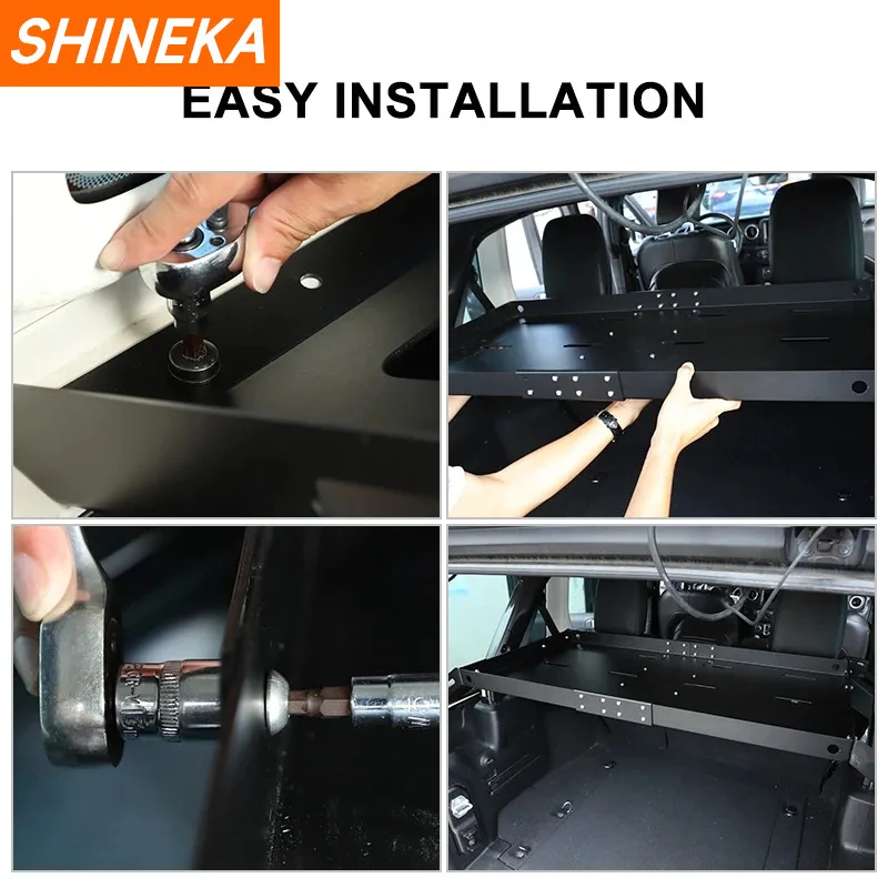 SHINEKA Rear Racks for Jeep Wrangler JK JL 2007-2023 Trunk Storage Rack Luggage Shelf 4 Door Multifunction Organizer Accessories
