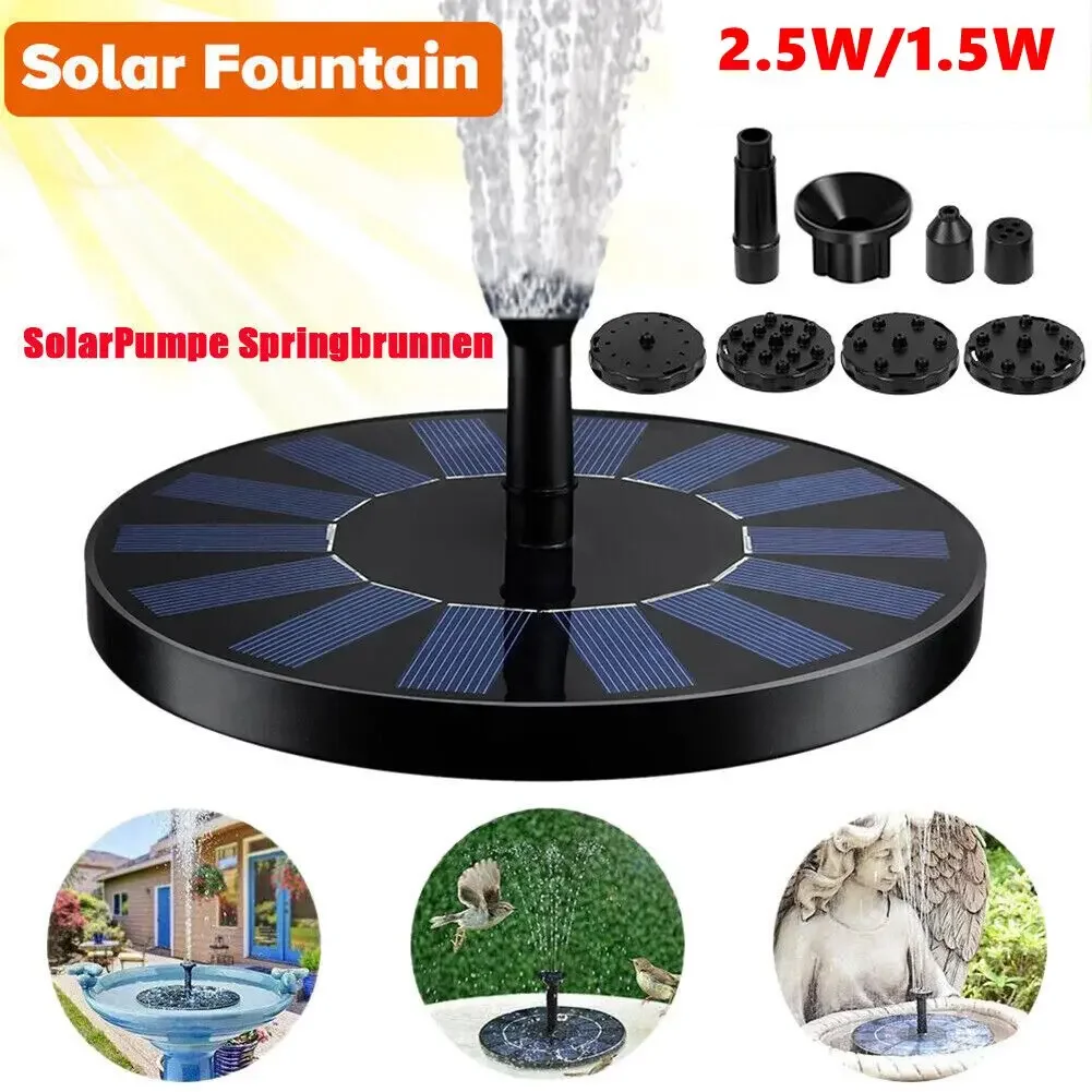 220L/H Solar Bird Bath Fountain Pump with 6 Nozzle Solar Powered Fountain Pump for Garden Ponds Pool Fish Tank Aquarium Decor