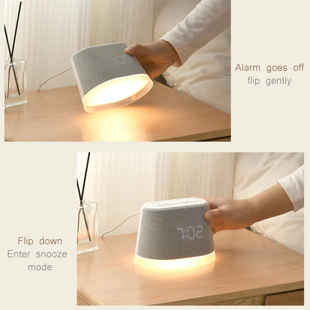 WILIT Bedhead Alarm Clock White Noise Time Display Adjustable Volume Brightness Night Light Atmosphere Light Gift view 4